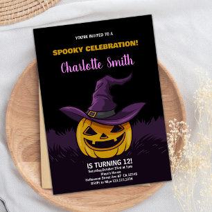 Lila Spooky Black Halloween Einladungen