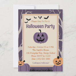 Lila Spooky Pumpkin Halloween-Party Einladung