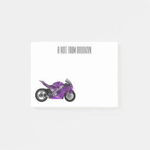 Lila Sportmotorrad-Cartoon Post-it Klebezettel