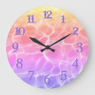 Lila Spritz Zahlen Regenbogen Schwimmbad Große Wanduhr