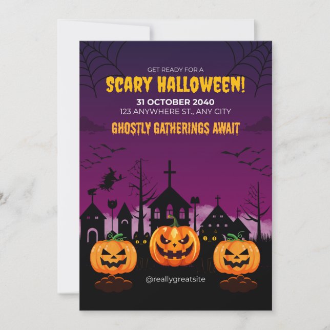 Lila Spuk Beängstigendes Halloween-Poster Einladung (Vorderseite)