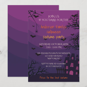 Lila Spuk House Halloween Costume Party Einladung
