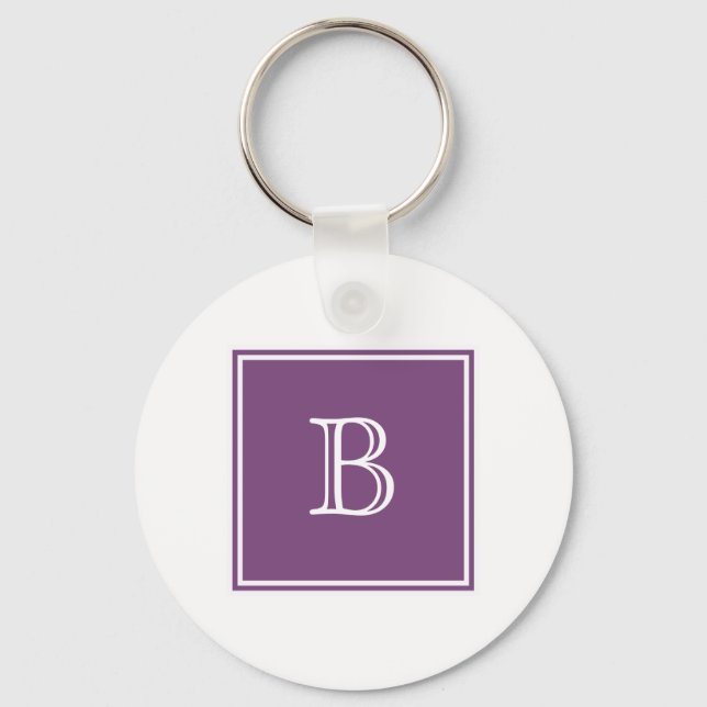 Lila Square Monogram Basic-Schlüsselanhänger Schlüsselanhänger (Vorderseite)