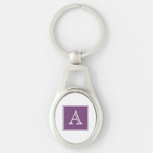 Lila Square Monogram Metal Schlüsselanhänger