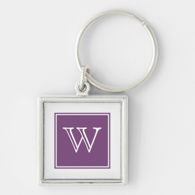 Lila Square Monogram Premium Schlüsselanhänger (Vorne)