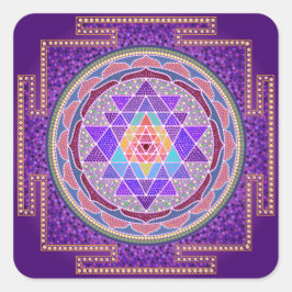 Lila Sri Yantra Quadratischer Aufkleber