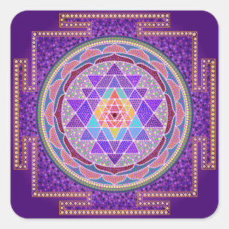 Lila Sri Yantra Quadratischer Aufkleber