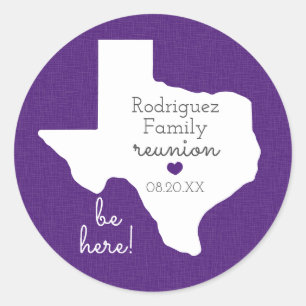 Lila Staat von Texas Family Wiedersehen Runder Aufkleber
