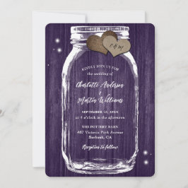 Lila Stall Holz Mason Jar Hochzeitseinladung Einladung