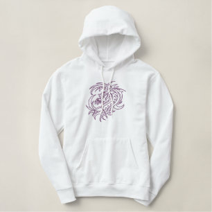 Lila Stammes- Drache Bestickter Hoodie