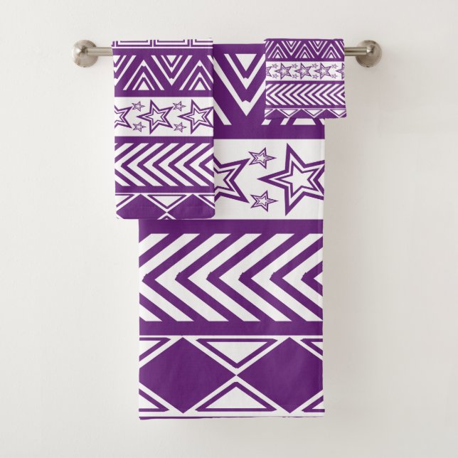 Lila Stammesdesign Badhandtuch Set (Insitu)