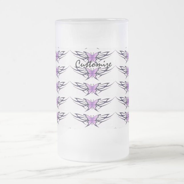 lila Stammschmetterlinge Mattglas Bierglas (Mittel)