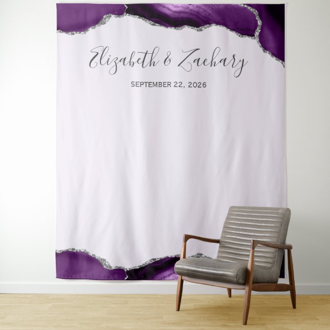 Lila Stand des Silver Agate Lavender Wedding Foto Wandteppich (Beispiel)