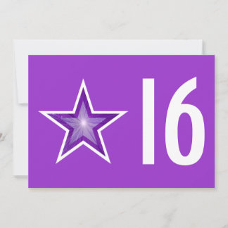 Lila Star "16" - Einladung lila