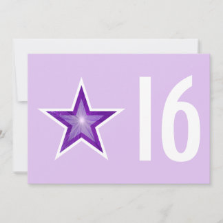 Lila Star '16' - Einladung lila weiß