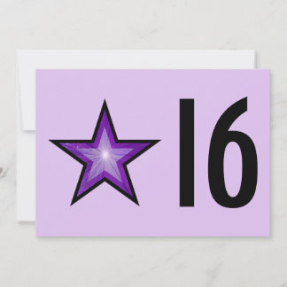 Lila Star '16' Geburtstag blass lila Einladung