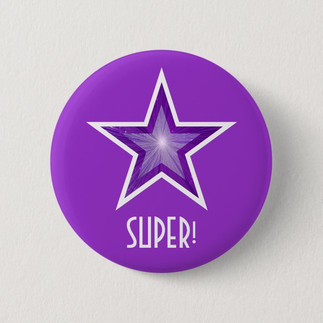 Lila Star-Button "SUPER" lila Button (Vorderseite)