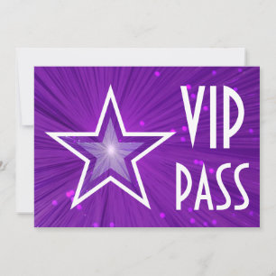 Lila-Star-Einladung "VIP PASS" Einladung