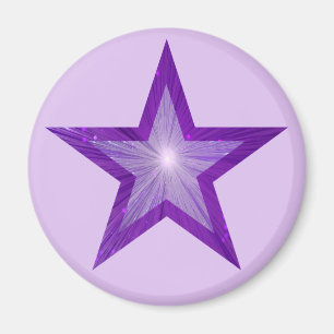 Lila Star Kühlschrankmagnet rund blass lila