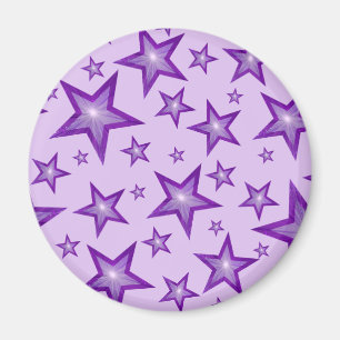 Lila Star Kühlschrankmagnet rund blass lila