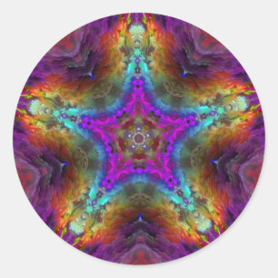 Lila STAR Mandala Runder Aufkleber