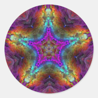 Lila STAR Mandala Runder Aufkleber