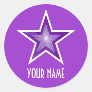 Lila Star "Name" Rundaufkleber lila Runder Aufkleber