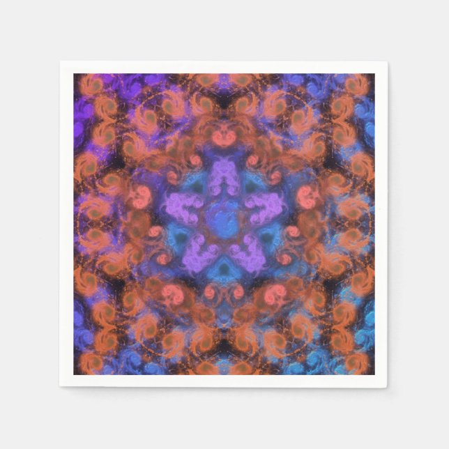 Lila Star Orange Swirl Tour Abstrakt Glow Party Serviette (Vorderseite)