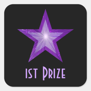 Lila Star-Preis-Aufkleber schwarz Quadratischer Aufkleber
