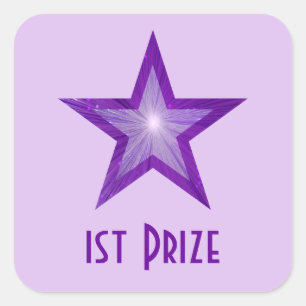 Lila Star-Preis-Platz lila Quadratischer Aufkleber