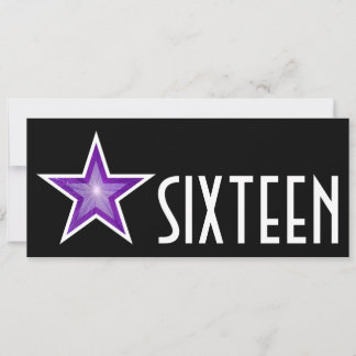 Lila Star "SIXTEEN" schwarz lang Einladung