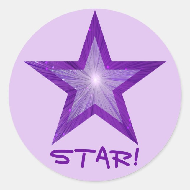 Lila Star 'STAR' Rundaufkleber blass lila! Runder Aufkleber (Vorderseite)
