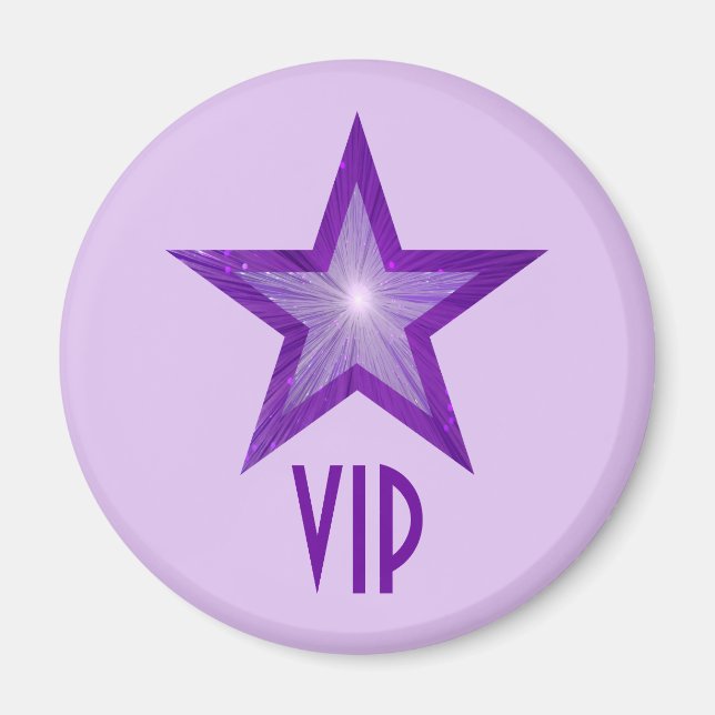 Lila Star "VIP"-Kühlschrankmagnet rund blass lila Magnet (Vorne)