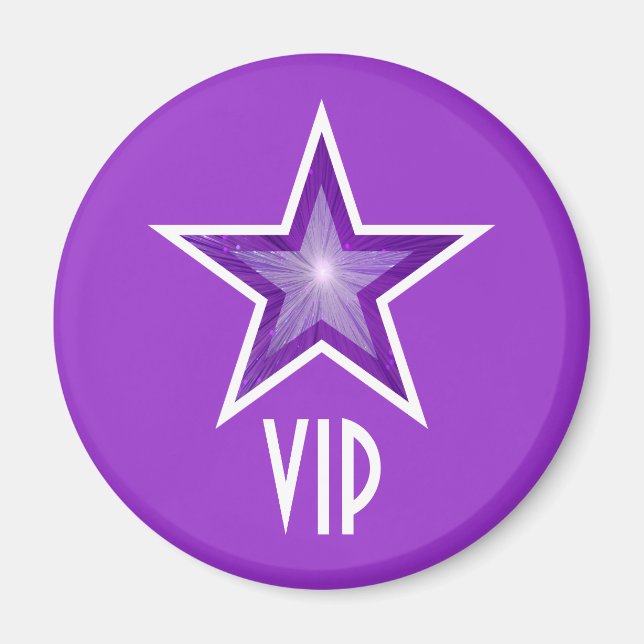 Lila Star "VIP"-Kühlschrankmagnet rund lila Magnet (Vorne)