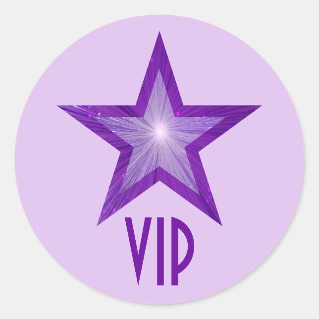 Lila Star VIP Rundaufkleber hell lila Runder Aufkleber (Vorderseite)