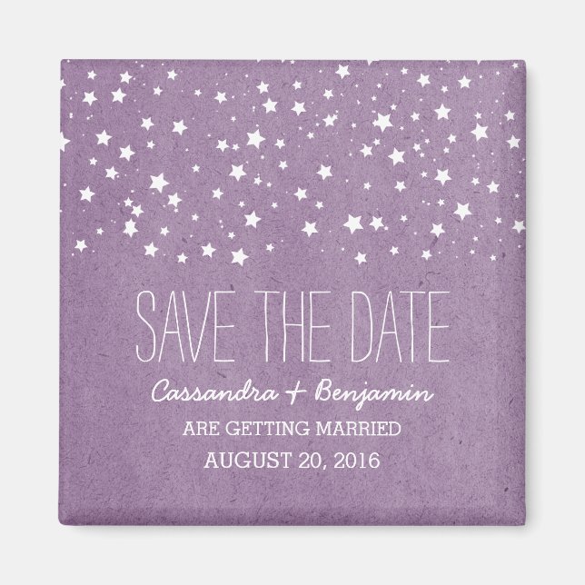 Lila Starry Night Speichern Sie das Date Magnet (Vorne)