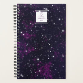 Lila Starry Sky Galaxy | Mit Monogramm Planer