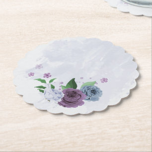 Lila staubblaue florale Hochzeit Untersetzer