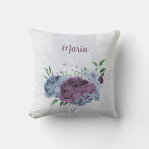 Lila staubblaues Blumenmuster  Kissen