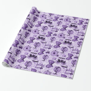 Lila Steampunk-Muster-Wrap-Papier Geschenkpapier