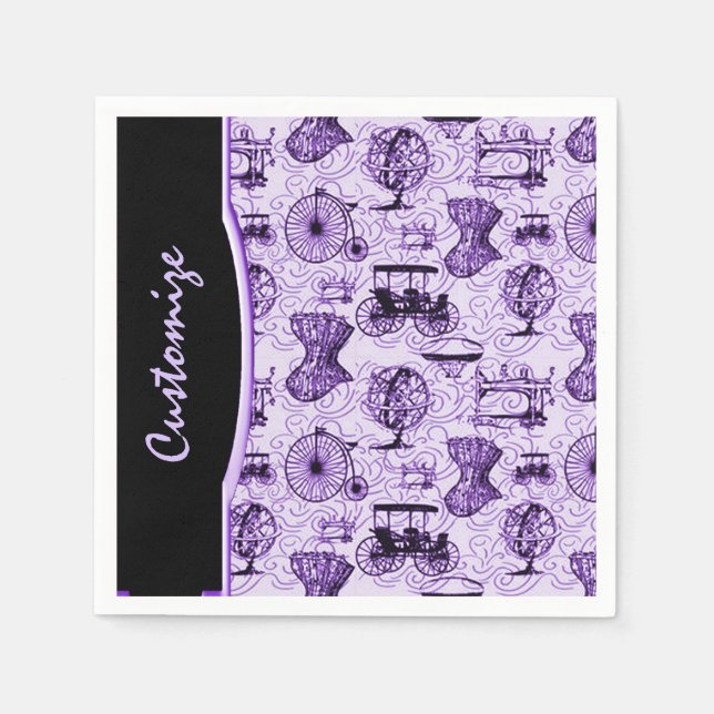 Lila Steampunk Pattern Napkins Serviette (Vorderseite)