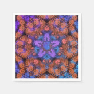 Lila Stern Orange Wirbel Trip Abstrakter Glanz Par Serviette