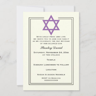 Lila Stern von David doppelborder Bar Mitzvah Einladung