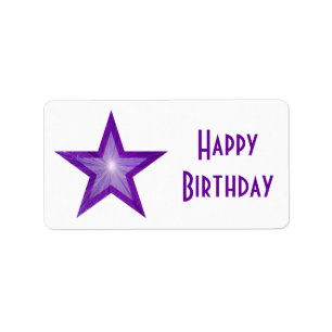 Lila Sternchen-Etikett "Happy Birthday" - Mittelwe Adressaufkleber