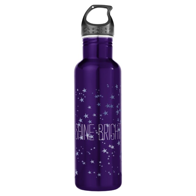 Lila Sterne Edelstahlflasche (Vorderseite)