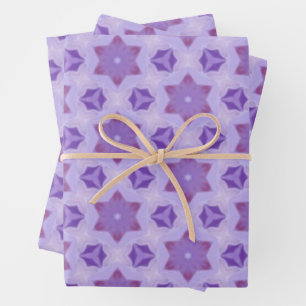 Lila Sterne Geschenkpapier Set