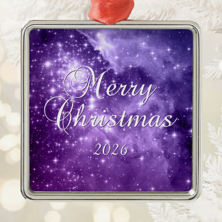 Lila Sterne Himmel Raum Foto Frohe Weihnachten Ornament Aus Metall