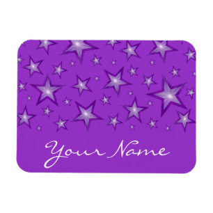 Lila Sterne 'Ihr Name' flexible Magnet lila