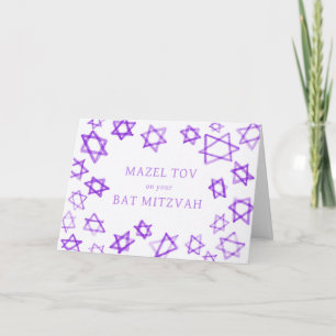 Lila Sterne im Wasserbereich MAZEL TOV Bar Bat Mit Karte