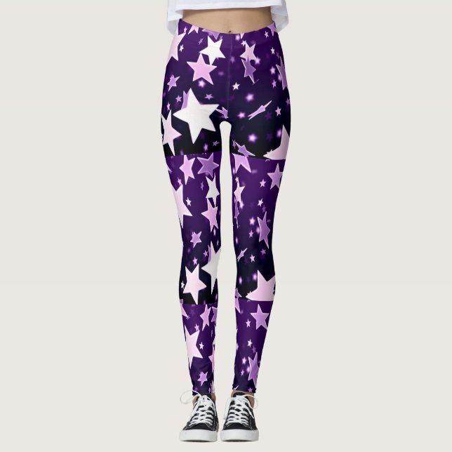 Lila Sterne Leggings (Vorderseite)